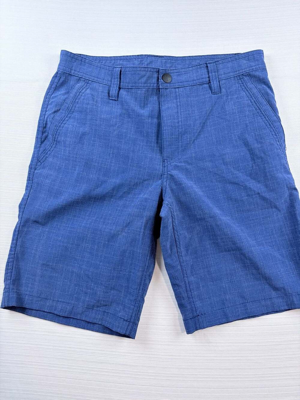 G.H. Bass & Co. Blue Micro-Check Flat Front Casual Chino Shorts Men's Size 30W